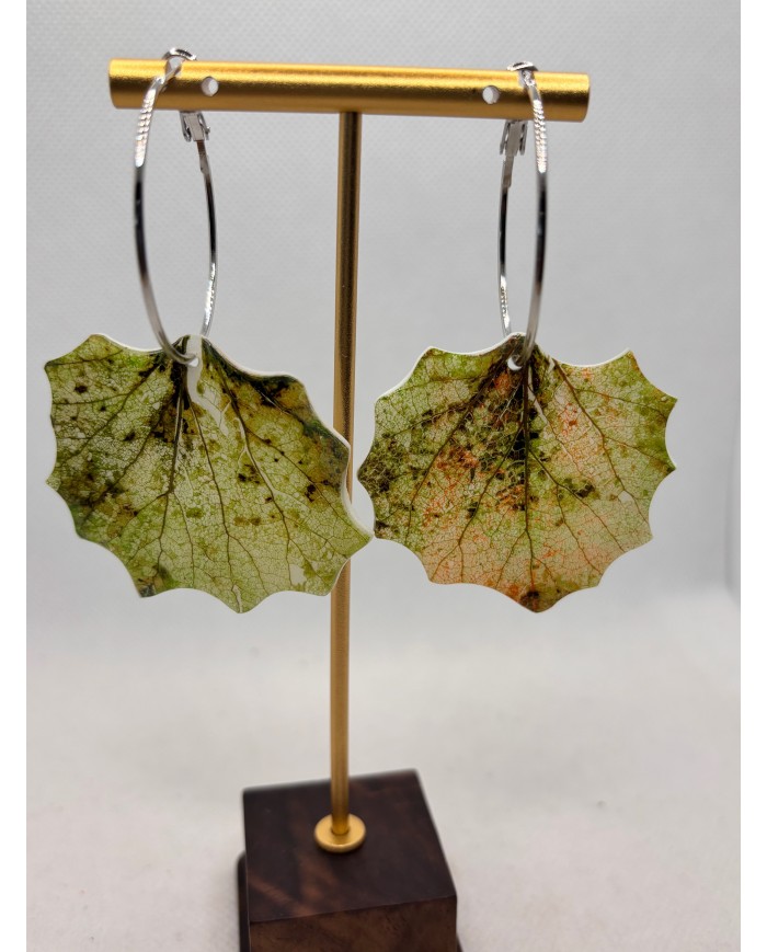 PENDIENTES ARTESANALES DE HOJA NATURAL DE ÁLAMO