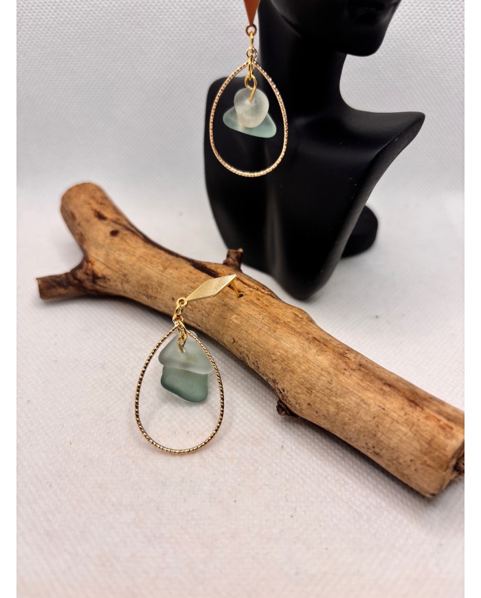 PENDIENTES ARTESANO CE CRISTAL MARINO O LÁGRIMAS DE SIRENA