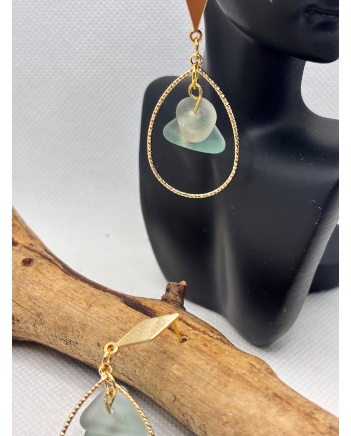 PENDIENTES ARTESANO CE CRISTAL MARINO O LÁGRIMAS DE SIRENA