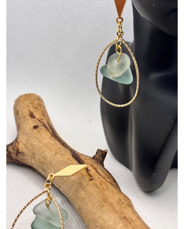 PENDIENTES ARTESANO CE CRISTAL MARINO O LÁGRIMAS DE SIRENA