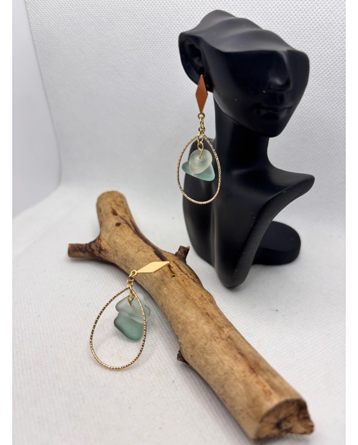 PENDIENTES ARTESANO CE CRISTAL MARINO O LÁGRIMAS DE SIRENA