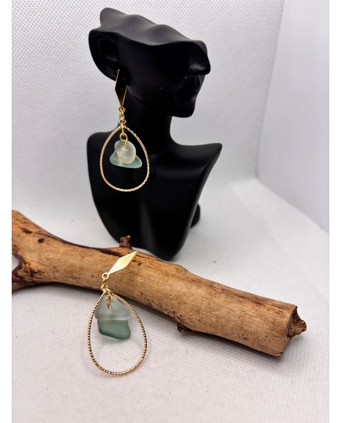 PENDIENTES ARTESANO CE CRISTAL MARINO O LÁGRIMAS DE SIRENA