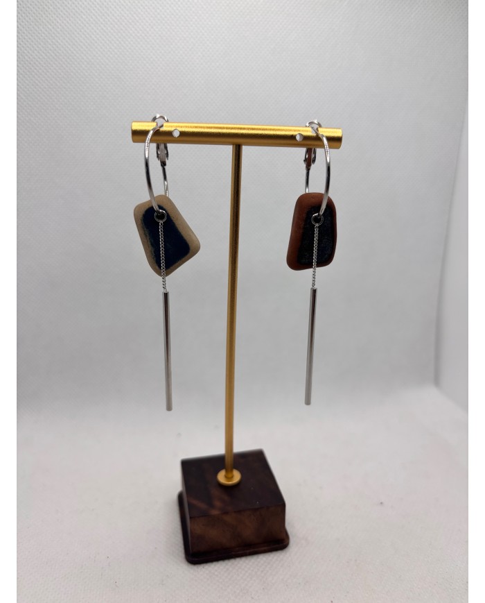 PENDIENTES ARTESANOS DE AZULEJOS DESGASTADOS POE EL MAR