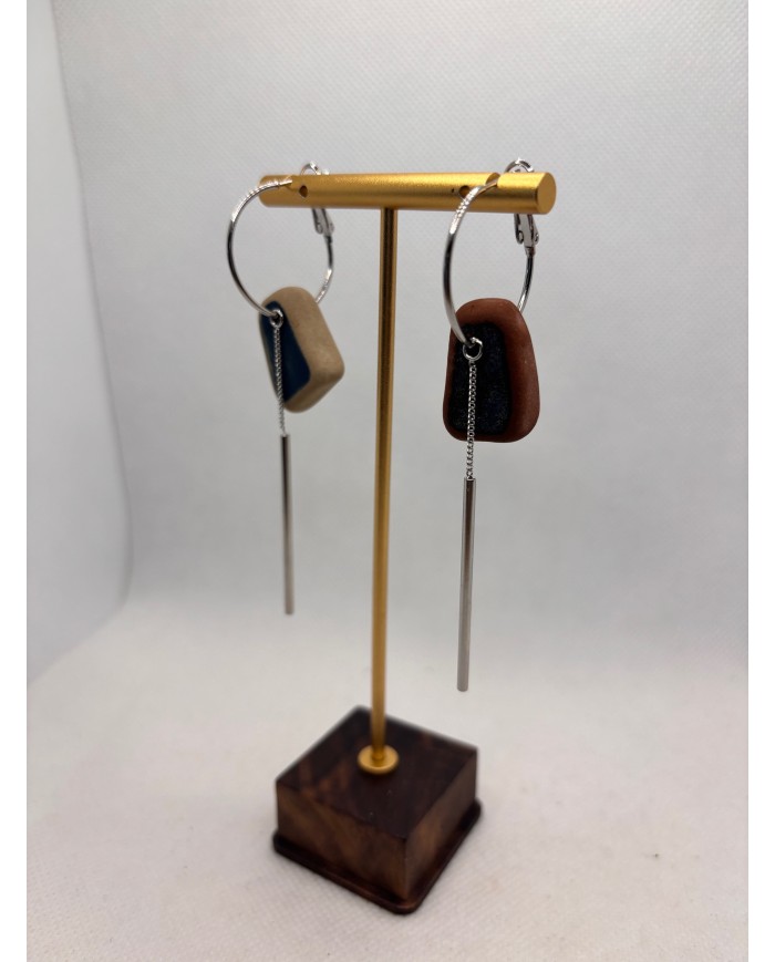 PENDIENTES ARTESANOS DE AZULEJOS DESGASTADOS POE EL MAR