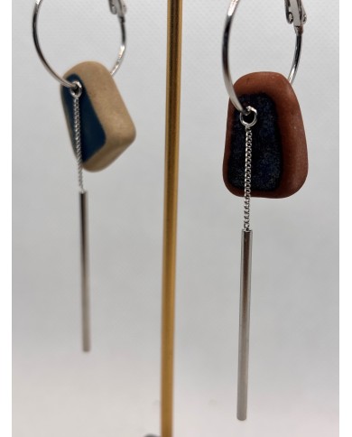 PENDIENTES ARTESANOS DE AZULEJOS DESGASTADOS POE EL MAR