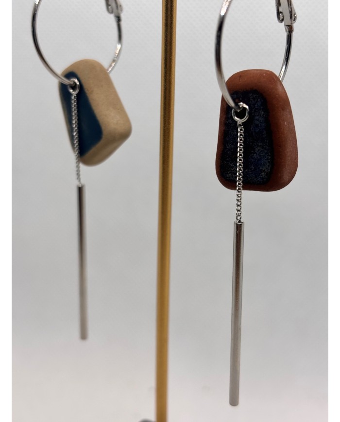 PENDIENTES ARTESANOS DE AZULEJOS DESGASTADOS POE EL MAR