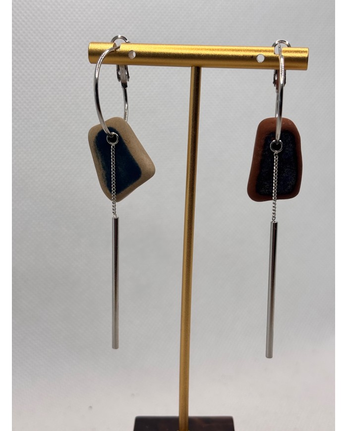 PENDIENTES ARTESANOS DE AZULEJOS DESGASTADOS POE EL MAR