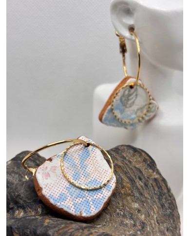 PENDIENTES ARTESANOS DE AZULEJOS DEL MAR DESGASTADOS