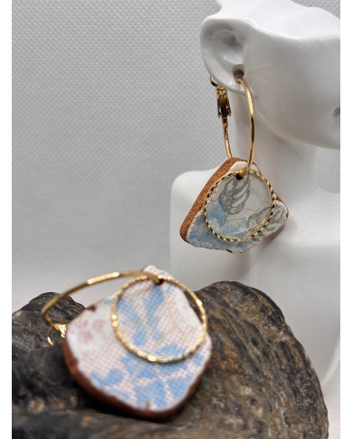 PENDIENTES ARTESANOS DE AZULEJOS DEL MAR DESGASTADOS