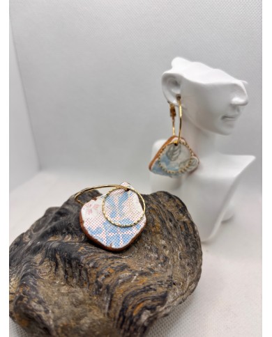PENDIENTES ARTESANOS DE AZULEJOS DEL MAR DESGASTADOS