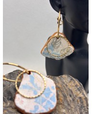 PENDIENTES ARTESANOS DE AZULEJOS DEL MAR DESGASTADOS