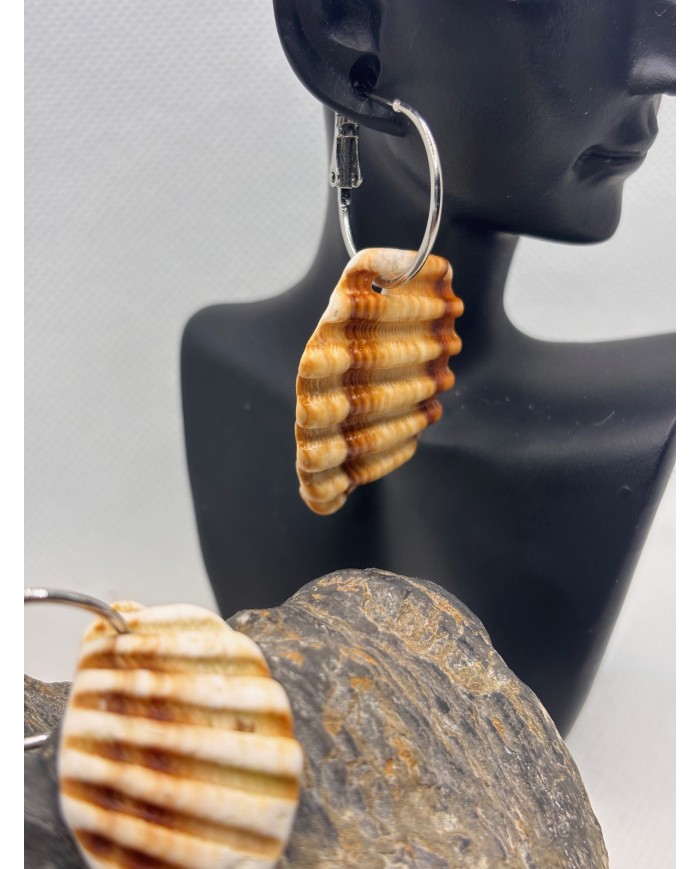 PENDIENTES ARTESANOS DE TROCITOS DE CONCHA DEL MEDITERRANEO