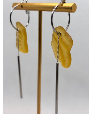 PENDIENTES ARTESANOS DE CRISTAL MARINO O LÁGRIMAS DE SIRENA