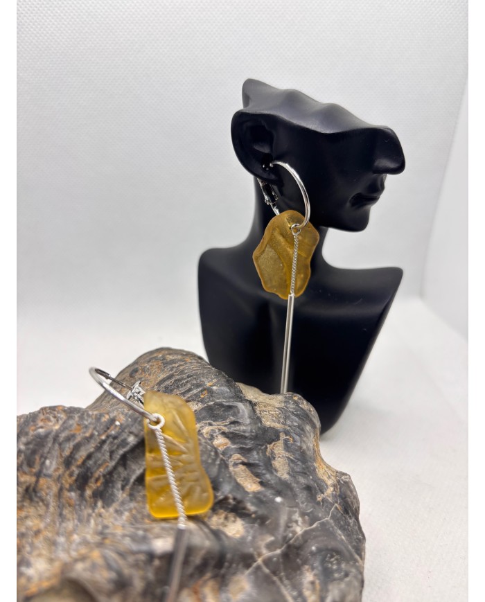 PENDIENTES ARTESANOS DE CRISTAL MARINO O LÁGRIMAS DE SIRENA