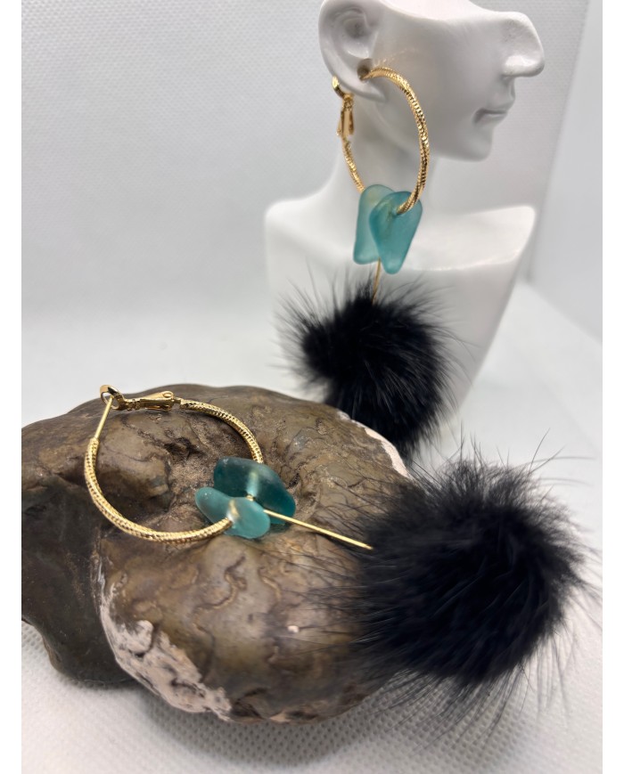 PENDIENTES ARTESANOS DE CRISTAL MARINO