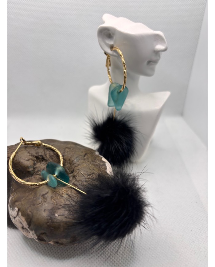 PENDIENTES ARTESANOS DE CRISTAL MARINO