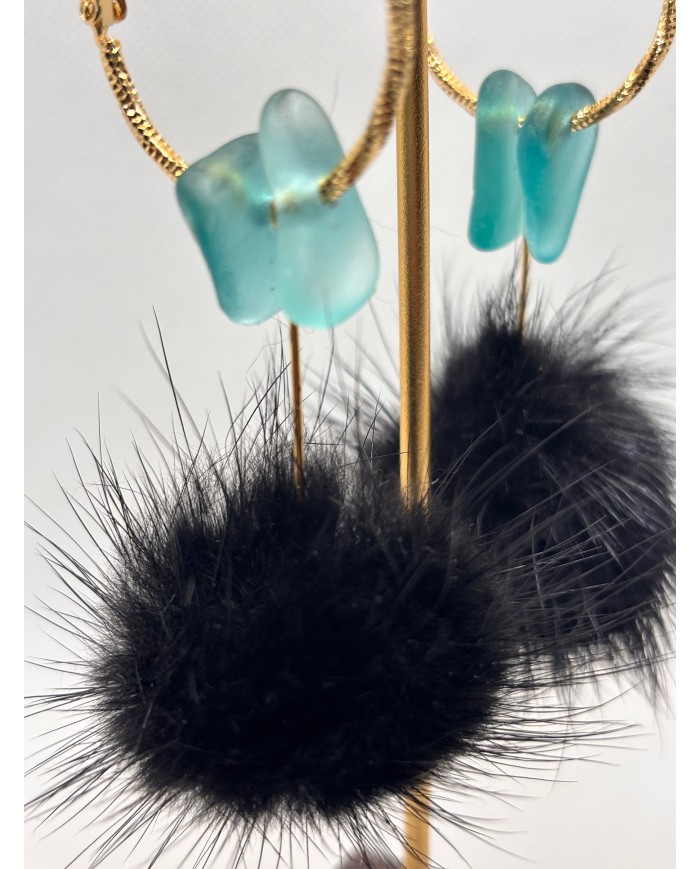 PENDIENTES ARTESANOS DE CRISTAL MARINO