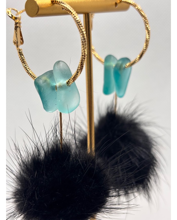 PENDIENTES ARTESANOS DE CRISTAL MARINO