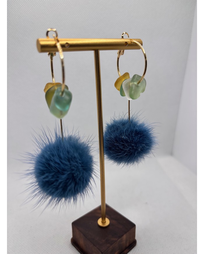 PENDIENTES ARTESANOS DE CRISTAL MARINO O LÁGRIMAS DE SIRENA