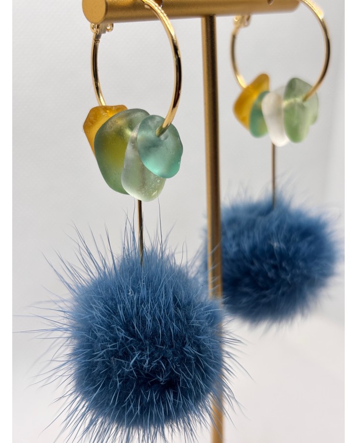 PENDIENTES ARTESANOS DE CRISTAL MARINO O LÁGRIMAS DE SIRENA