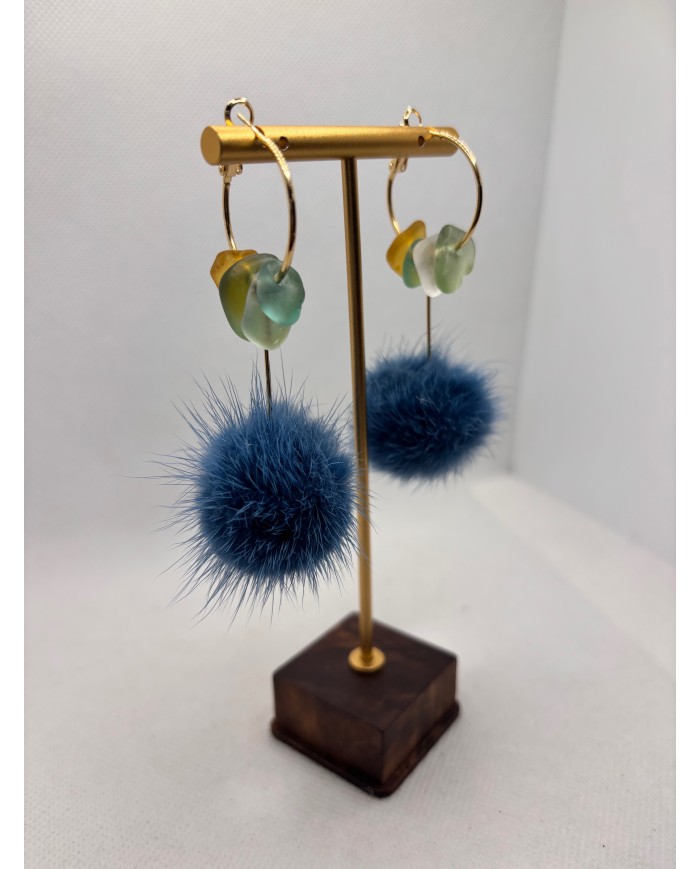 PENDIENTES ARTESANOS DE CRISTAL MARINO O LÁGRIMAS DE SIRENA