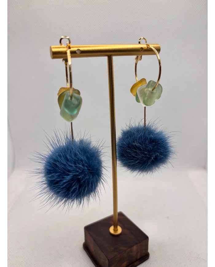 PENDIENTES ARTESANOS DE CRISTAL MARINO O LÁGRIMAS DE SIRENA