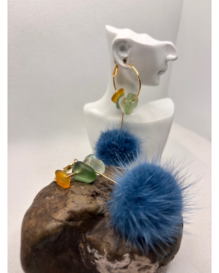 PENDIENTES ARTESANOS DE CRISTAL MARINO O LÁGRIMAS DE SIRENA