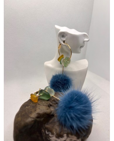 PENDIENTES ARTESANOS DE CRISTAL MARINO O LÁGRIMAS DE SIRENA