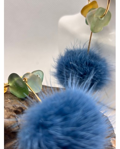 PENDIENTES ARTESANOS DE CRISTAL MARINO O LÁGRIMAS DE SIRENA