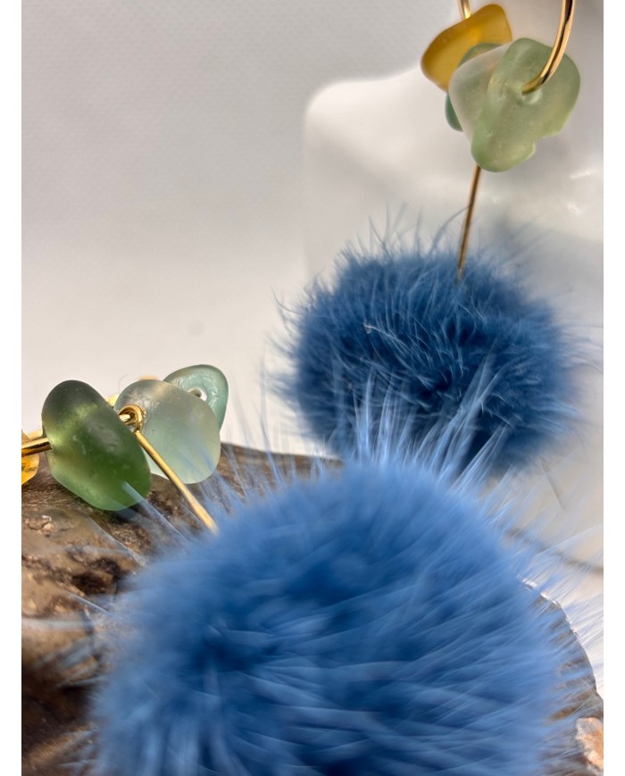 PENDIENTES ARTESANOS DE CRISTAL MARINO O LÁGRIMAS DE SIRENA