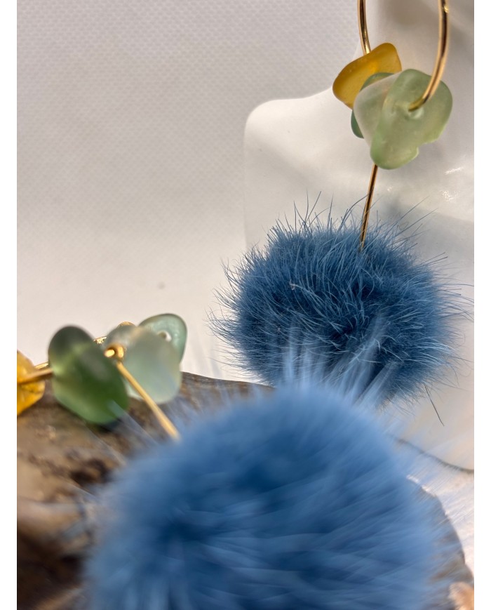 PENDIENTES ARTESANOS DE CRISTAL MARINO O LÁGRIMAS DE SIRENA