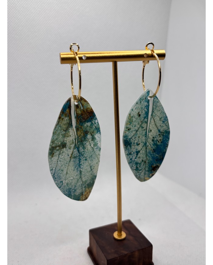 PENDIENTES ARTESANOS DE HOJA NATURAL ESQUELETIZADA