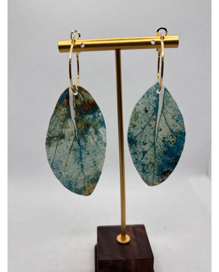 PENDIENTES ARTESANOS DE HOJA NATURAL ESQUELETIZADA