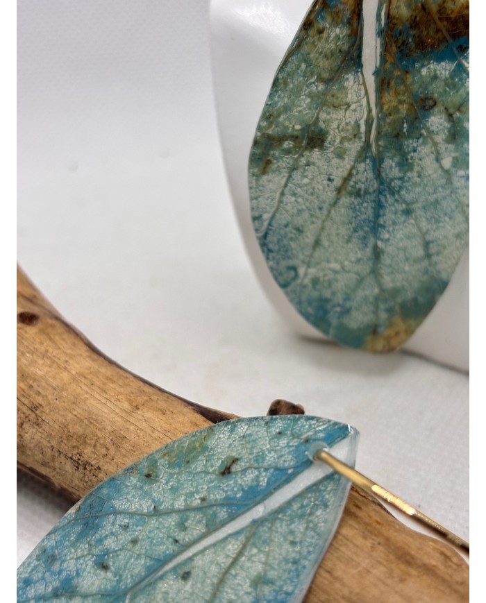 PENDIENTES ARTESANOS DE HOJA NATURAL ESQUELETIZADA