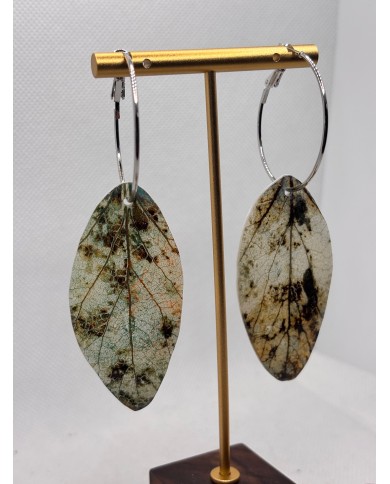 PENDIENTES ARTESANOS DE HOJA NATURAL ESQUELETIZADA