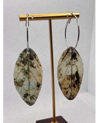 PENDIENTES ARTESANOS DE HOJA NATURAL ESQUELETIZADA