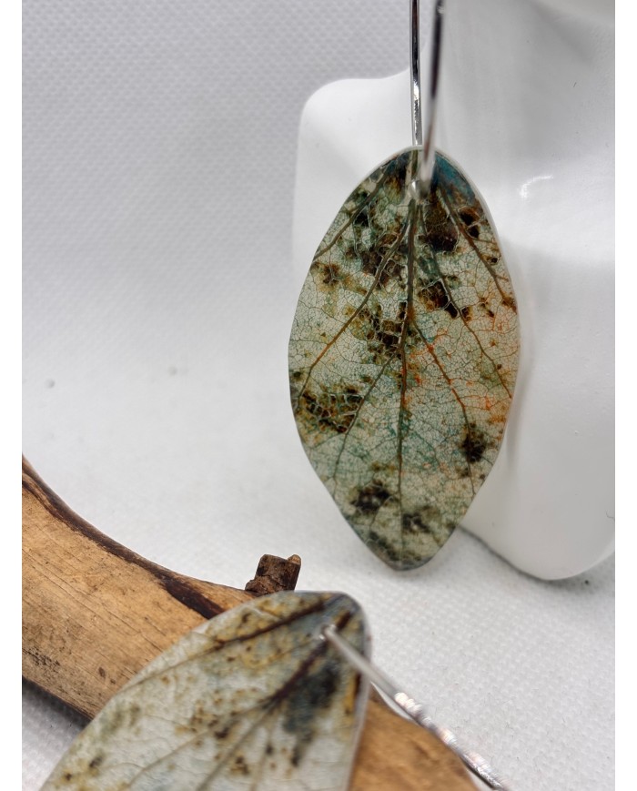 PENDIENTES ARTESANOS DE HOJA NATURAL ESQUELETIZADA