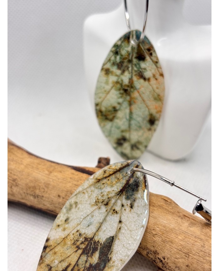 PENDIENTES ARTESANOS DE HOJA NATURAL ESQUELETIZADA