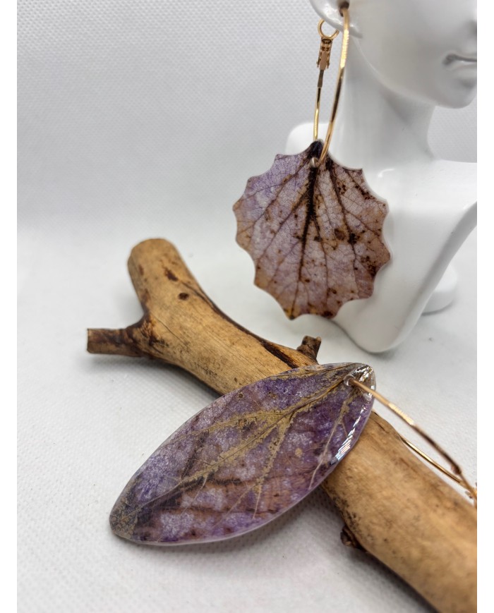 PENDIENTES ARTESANOS DE HOJA NATURAL ESQUELETIZADA