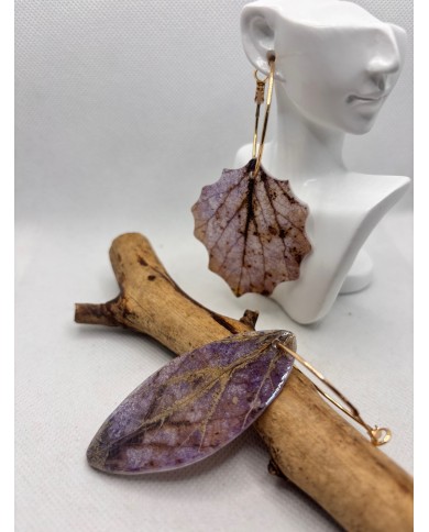 PENDIENTES ARTESANOS DE HOJA NATURAL ESQUELETIZADA