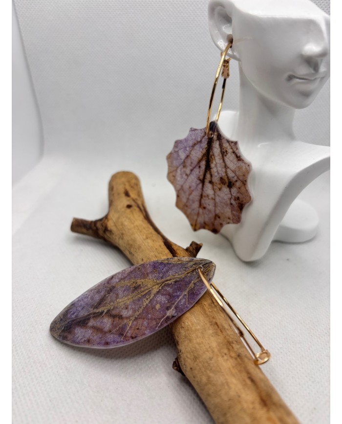 PENDIENTES ARTESANOS DE HOJA NATURAL ESQUELETIZADA