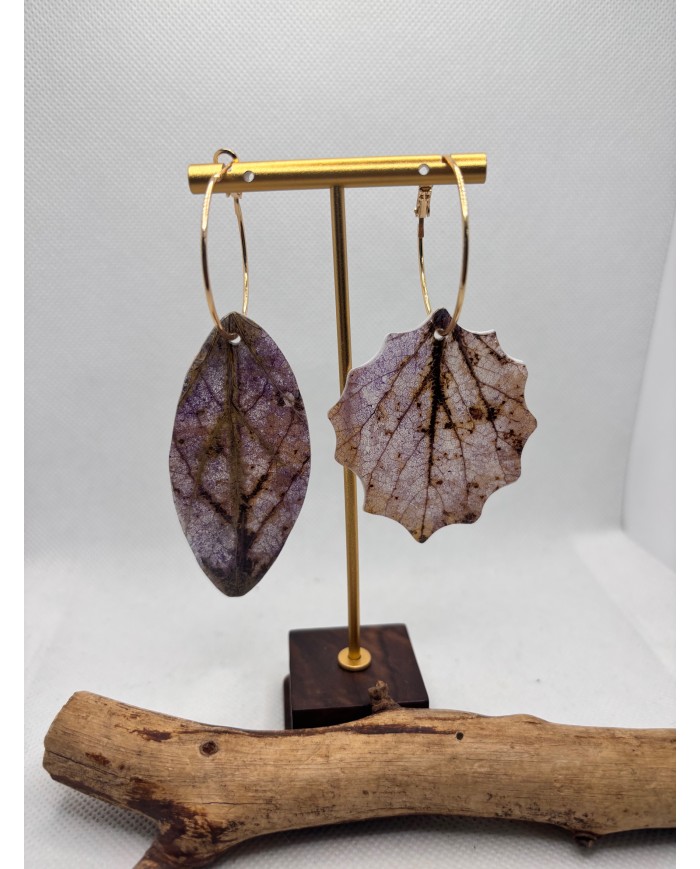 PENDIENTES ARTESANOS DE HOJA NATURAL ESQUELETIZADA