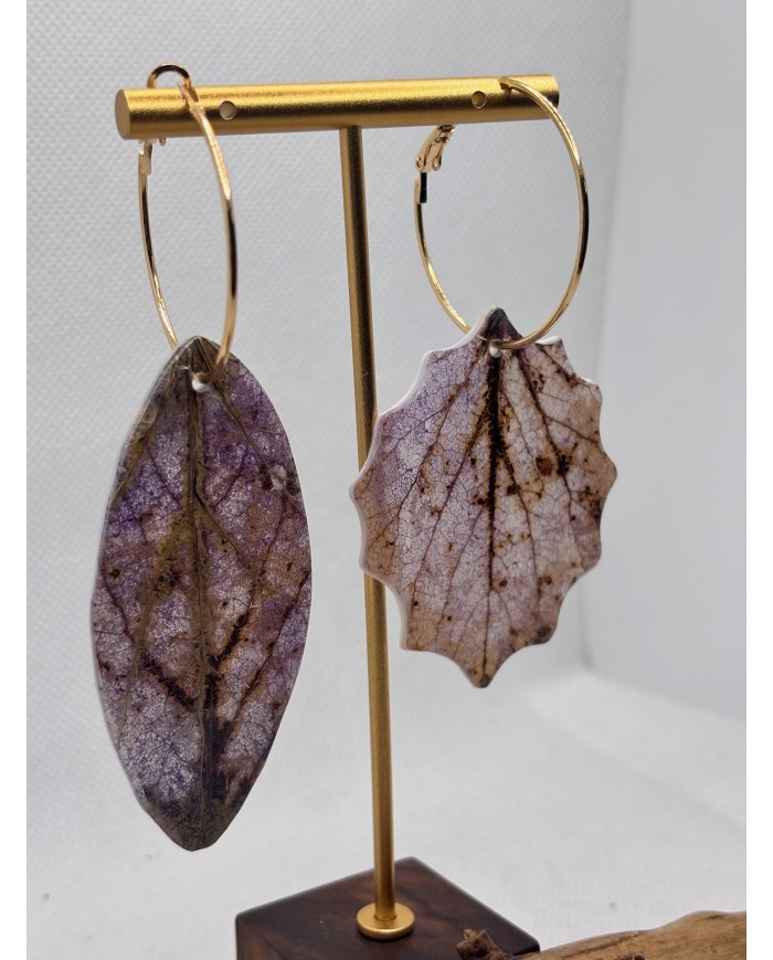 PENDIENTES ARTESANOS DE HOJA NATURAL ESQUELETIZADA