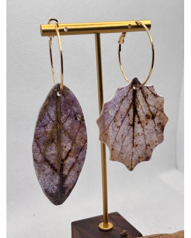 PENDIENTES ARTESANOS DE HOJA NATURAL ESQUELETIZADA
