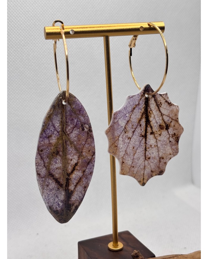 PENDIENTES ARTESANOS DE HOJA NATURAL ESQUELETIZADA