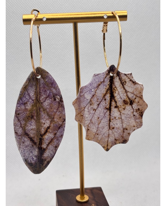 PENDIENTES ARTESANOS DE HOJA NATURAL ESQUELETIZADA