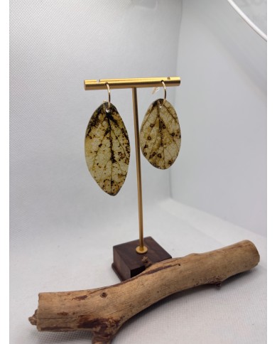 PENDIENTES ARTESANOS DE HOJA NATURAL ESQUELETIZADA