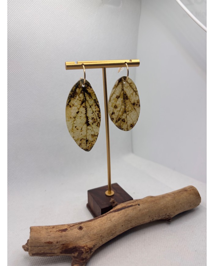 PENDIENTES ARTESANOS DE HOJA NATURAL ESQUELETIZADA