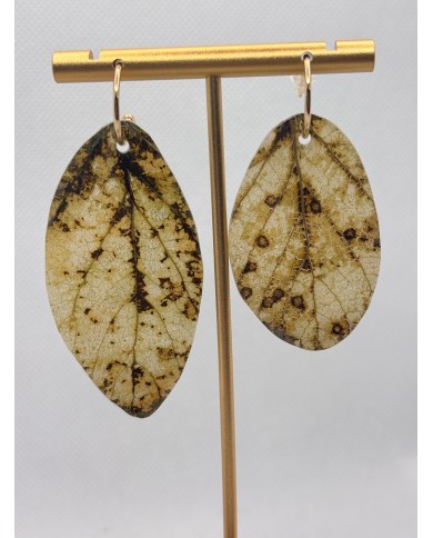PENDIENTES ARTESANOS DE HOJA NATURAL ESQUELETIZADA