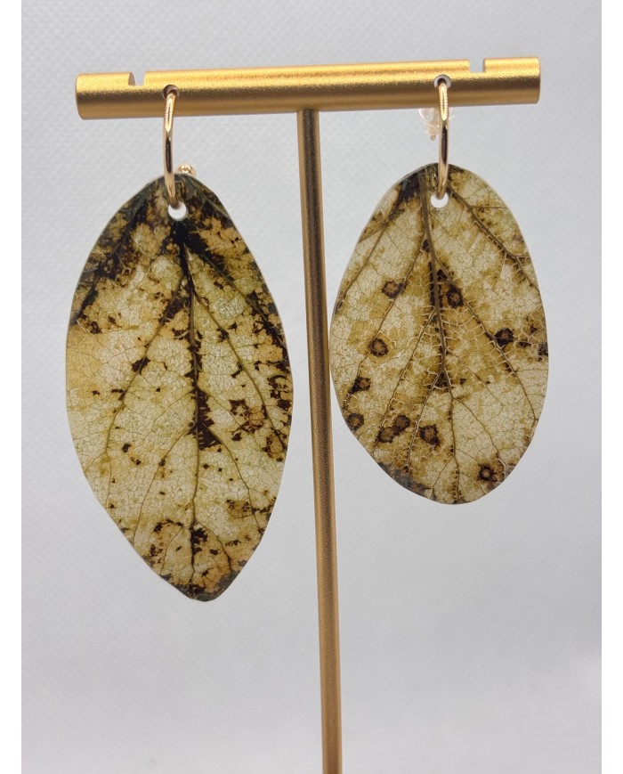 PENDIENTES ARTESANOS DE HOJA NATURAL ESQUELETIZADA